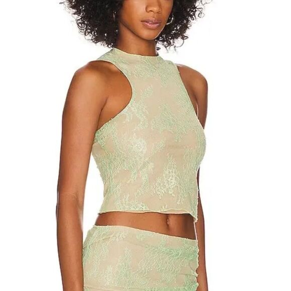 LOBA Revolve Teresa top green lace camisole racer back S - Picture 2 of 8